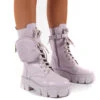 Intention Lilac Wide Fit Chunky Sole Pouch Ankle Boots