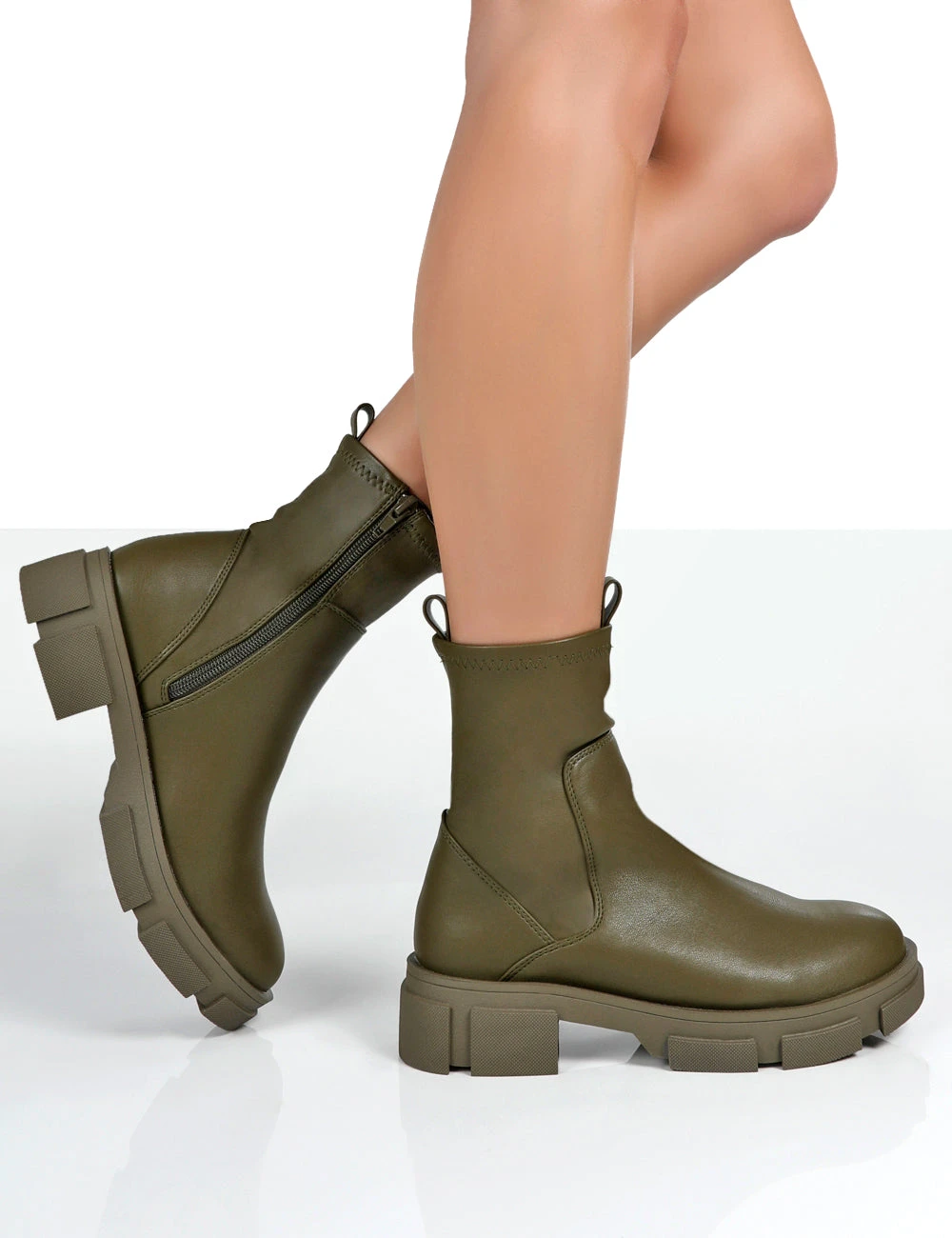 Treat Green Chunky Ankle Boots - Image 3
