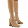 Caryn Camel Vinyl Wide Fit Knee High Heeled Boot