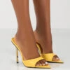 Amber X Public Desire Powerful Wide Fit Yellow Croc Metallic Stiletto Heels