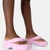 Havana Pink Towelling Flip Flop Chunky Platform Sandals