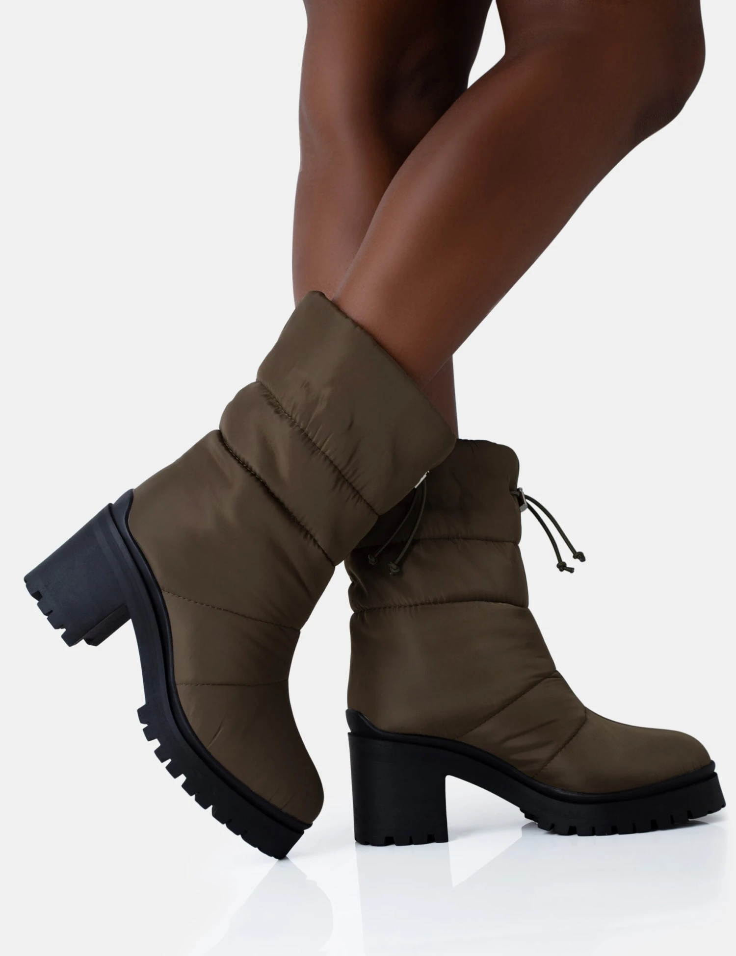 Vine Khaki Nylon Padded Toggle Ankle Boots - Image 2