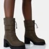 Vine Khaki Nylon Padded Toggle Ankle Boots