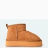 Theo Chestnut Brown Faux Suede Ultra Mini Ankle Platform Boots