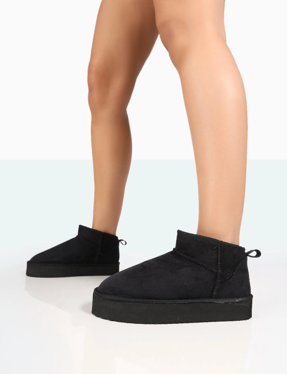 Shorty Black Faux Suede Ultra Mini Chunky Ankle Boot - Image 2