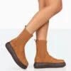 Pisa Tan Chunky Rubber Sole Chelsea Boots